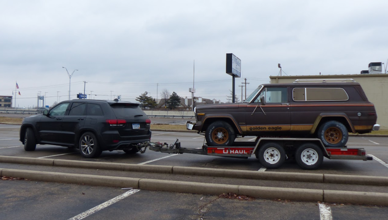 Illustration for article titled Towing An Old Jeep Through An Ice Storm With A 707 HP Jeep Grand Cherokee Trackhawk Was Truly Terrifying